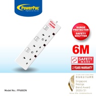 PowerPac Extension Socket Extension Cord, Power Cord, Power Extension  3 way 6 meter (PP6883N)