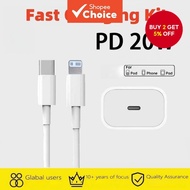 PD 20W Fast Charger Head Kit with 1/1.5m Charging Cable for iPhone 6 to 16 Pro Max/iPad Kit Pengecas