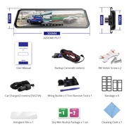 AZDOME PG17 11.8" Full Screen RearView Dash cam Touching Stream Mirror Car Dvr Camera FHD Video Reco