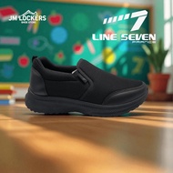 LINE 7 Kasut Sekolah Sarung Budak Hitam/Black Junior's Slip On School Shoe 1115-BK