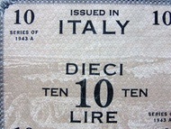 盟軍意大利軍票-1943年盟軍意大利10里拉(Lira)軍票(盟軍佔領意大利時期) Allied Military Note in Italy