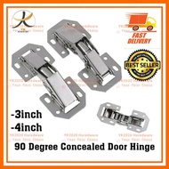 YK 3inch & 4inch 90 degree concealed furniture cabinet door hinge frog hinge engsel jenis screw tanp