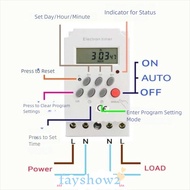 FAYSHOWS Digital Timer, 12V 220V Timer Switch, Durable 25A 50/60Hz LED Electrical Device Timer Elect