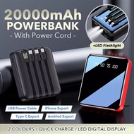 20000mAh POWERBANK With Light Flashlight 4 Cables / Quick Charge / Portable Mini Power Bank / Camping Light