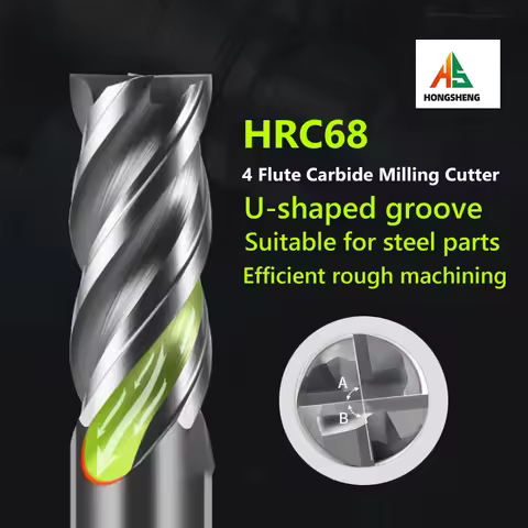 CNC Carbide End Mill HRC68 Unequal Helix Tungsten U-groove Cutter 4 Flute Metal Steel Machining Tool