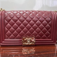 tas bekas original branded / chanel boy medium dark rek