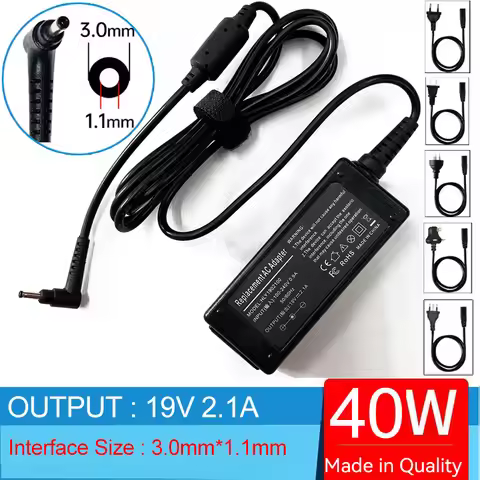 19V 2.1A 40W Laptop Ac Adapter Charger for Samsung Series 7 Slate XE700T1A;Galaxy View 18.4 SM-T670 