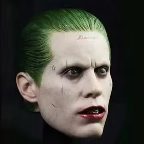 Jared Leto Clown Joker Latex Mask - Halloween Punk Clown Head Cover Realistic Character Mask for Fan
