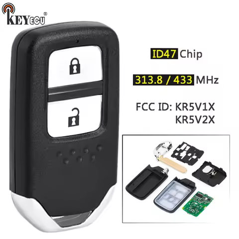 KEYECU 313.8/ 433.92MHz ID47 KR5V1X KR5V2X 72147-T5A-G01 Smart Remote Key Fob for Honda City Fit Jaz