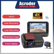 Acroder Dashcam kereta 4K Dual lens Driving Recorder HD WiFi Night Vision Parking Monitor
