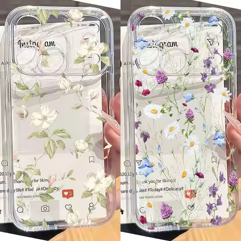 Trendy Leaves Flower Clear Case For VIVO V60 V50 Lite V40 V30E Y31 Y36 Y04 Y29 Y28 Y27 Y03 Y28S Y16 