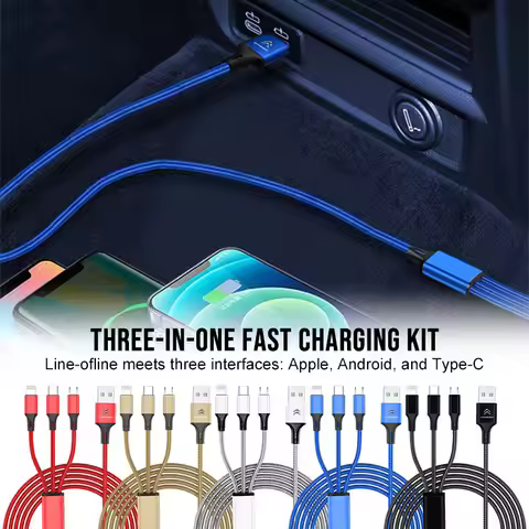 3IN1 Multi USB Port Fast Charging Cord USB Type-C Charging Interface For Citroen C1 C2 C3 C4 C5 C6 C