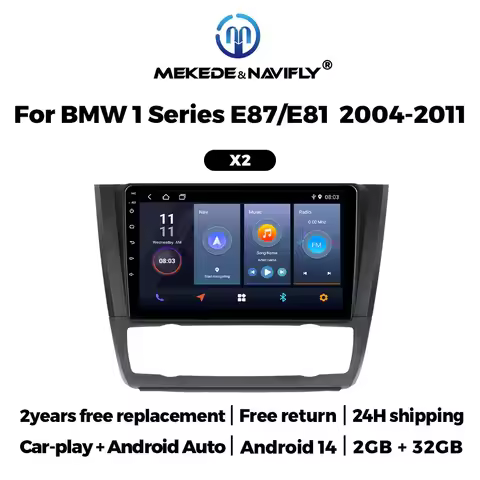 MEKEDE 9" Android14 Car GPS Navigation Multimedia Player For BMW 1Series E87/E81 2004-2011 Wireless 