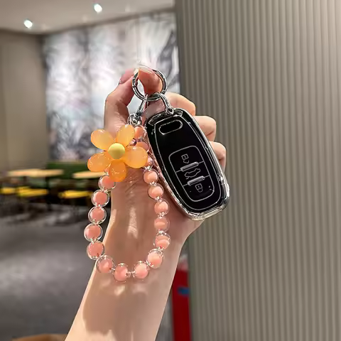 TPU Car Key Case Remote Cover Shell Holder Keychain For Audi A3L A4L A5 A6L Q4 e-tron A7L Q5 Q6 RS6 