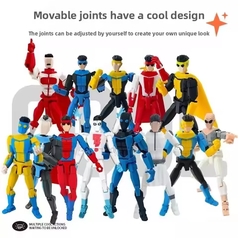 3D Printed Invincible Boy Invincible Mark Multi-Jointed Movable Model Light Blue Stripe Style Dummy1