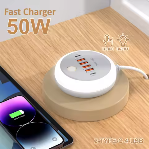 USB 50W Charger Multi Ports PD Type C Fast Charging Wall Charger EU/US/UK Plug USB Hub For Samsung i