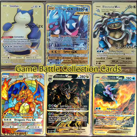 6PCS Ash's Greninja Charizard Snorlax Giratina Metal English Card Arceus Golden Limited Kids Gift Ga