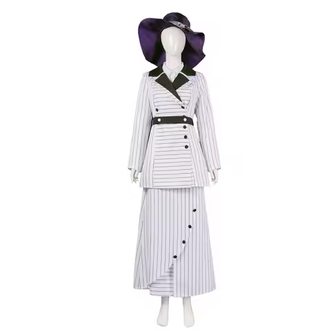 1900s Edwardian Women Striped Suit Cosplay Costume Set Victorian Era Film Character Dress Up Pinstri