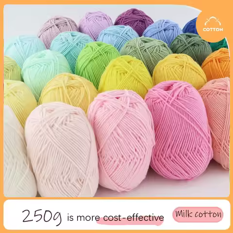 5pcs 4ply milk cotton Yarn Knitting Wool Needlework Dyed Lanas For Crochet Craft Sweater Hat Dolls K