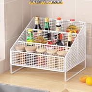 FREEYIO785BH Kitchen Storage Rack, Organizer Shelf Sturdy Kitchen Countertop Organizer, Durable Meta