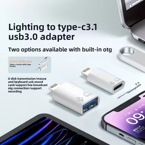 OTG Adapter for iPhone Compatible with USB Flash Drives Headsets and Lapel Microphones Mobile Phone 