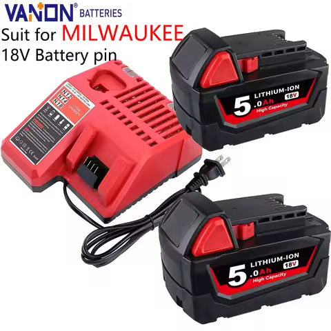Vanon 2Pack M18 5.0Ah 18V MAX Battery and M12-18C Charger 48-11-2420 48-11-2411 ool Battery Replace 