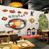 Custom Hand-Korean NoodlesTheme Restaurant Landscape wallpaper mural Korean style bbq Background  In