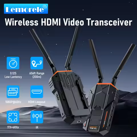 Lemorele Wireless HDMI Transmitter Receiver Kit 200M 5.8Ghz Image Video Transceiver For Camera Lapto