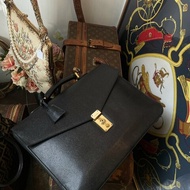 vintage CHANEL 古董香奈兒 黑色真皮魚子醬壓紋公事包 手提包 大容量