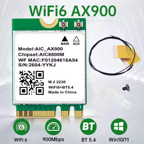 M.2 AX900 BT5.4 WiFi6 WiFi Card 2.4G&5GHz Wireless Network Adapter For Laptop Desktop For Win 10/11