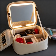 beg mekap beg makeup travel Beg kosmetik LED dengan cermin, pemisahan kering dan basah pelbagai fung