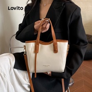 Lovito Casual Plain French Design Handbags Bucket Large Capacity Small shoulder bag for Women LFA760