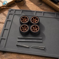 [Jzvphq] 1:64 Model Car Wheel Kit Hollow Axles 1:64 Wheel Set Replacement Rubber Tire and Axle Set