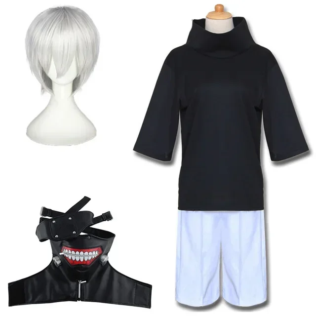 อะนิเมะTokyo Ghoul Kaneki Ken Maskerคอสเพลย์เครื่องแต่งกายเสื้อสั้นผู้ชายผู้หญิงฮาโลวีนชุดปาร์ตี้