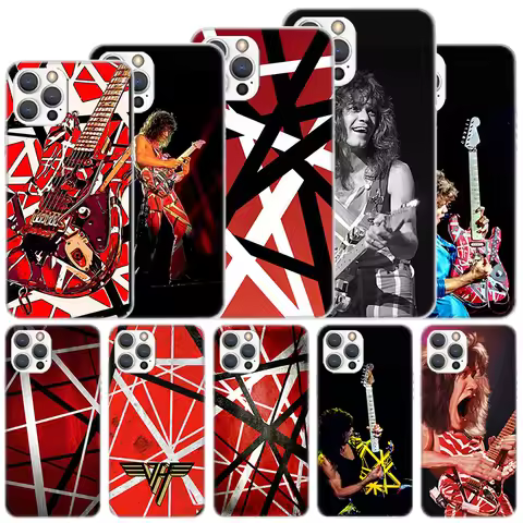 Eddie Van Halen Graphic Guitar Soft Case For iPhone 16 17 Air 16E 15 Plus 11 12 13 Mini 14 Pro Max P