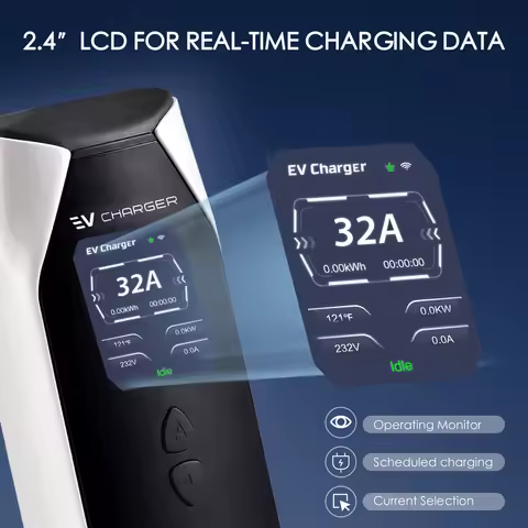 EVcharger4U J1772 Portable EV Charger 1P 32A 7KW EVSE Charging Box 6A/8A/10A/13A/16A/32A for US JAP 