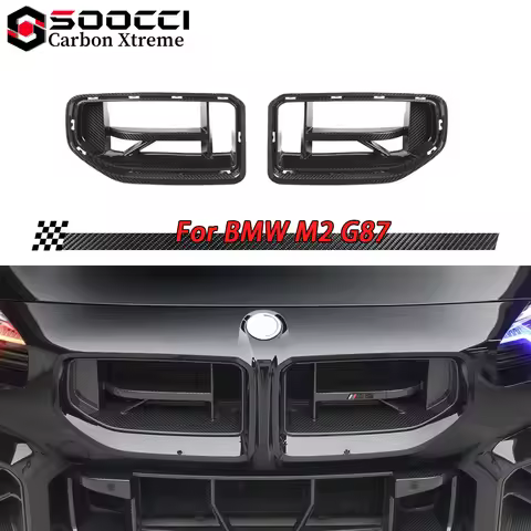 Dry Carbon Fiber CS Style Grille for BMW M2 G87 Front Bumper Splitter Cover Trim Body Kit Radiator G
