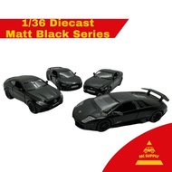 Alloy Diecast car toy 1/36 All Matt Black Car Toys For Kids Display Metal Body mainan budak lelaki G