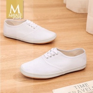 Plain white canvas shoes unisex white sneakers