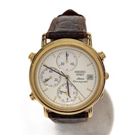 SEIKO mens watches quartz wrist watch analogues leather WHT 7t32-7000 Direct from Japan Secondhand