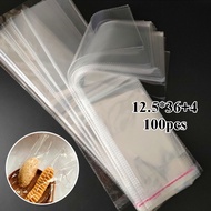 100pcs Plastic Bread Bags Adhesive Clear Baguette Bag for Homemade Bread