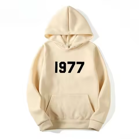 1977 Number Graphic Hoodie UnisexVintage Letter PrintDrawstring Hooded Sweatshirt Kangaroo Pocket Ca