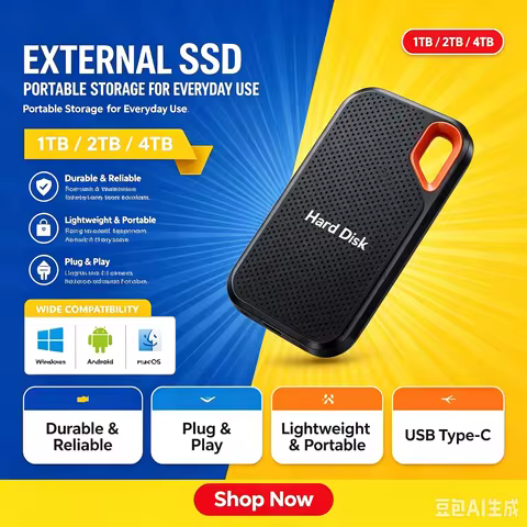 Abundant Volume 30TB Type-C External Portable SSD 2TB 12TB Shock Absorbing Protective Shell For Note