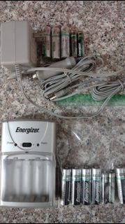 Rechargeable ENERGIZER Battery Set with AA and AAA batteries, charger with USA plug and 12v car plug