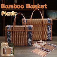 Bamboo Basket Bakul Rotan Rattan Basket Fruit Basket Foldable Storage Woven Basket Picnic