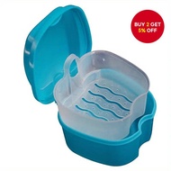 Blue denture box, denture storage box with hanging net storage box - blue