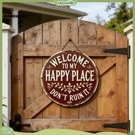 [MOONWHITE]  Happy Land Rustic Wooden Garden Sign Weather-resistant Fade-proof Outdoor Wall Decor Pl