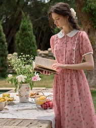 Lara 法式復古彼得潘領碎花洋裝