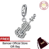BAMOER New Collection 925 Sterling Silver Violin Shape Clear CZ Charms Beads fit Original Bracelet B