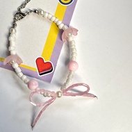 Pink Ribbon bracelet | Ribbon bead bracelet |Coquette bracelet
